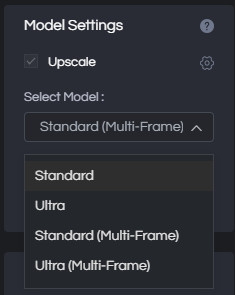 upscale model settings for windows