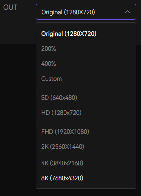 choose resolution to 4k